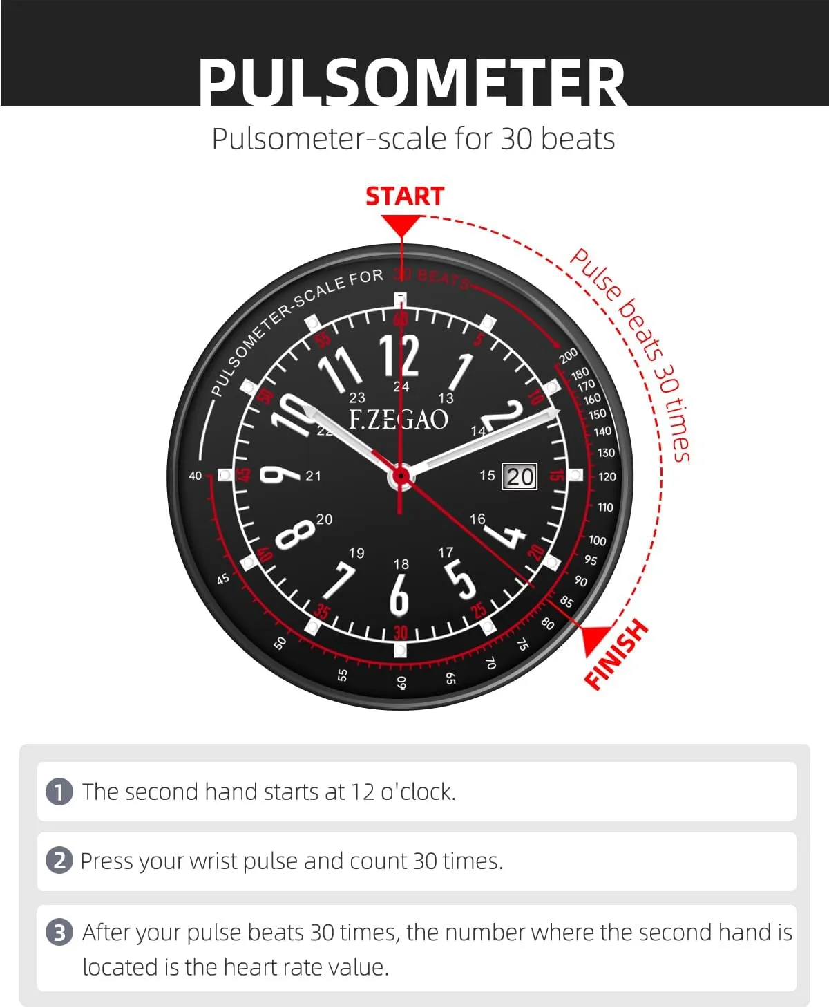 Nurse Watch Pulsometer Unisex, 50M Waterproof Watches for Swimming 12/24 Hour Military Time Luminouse Easy Read Dial