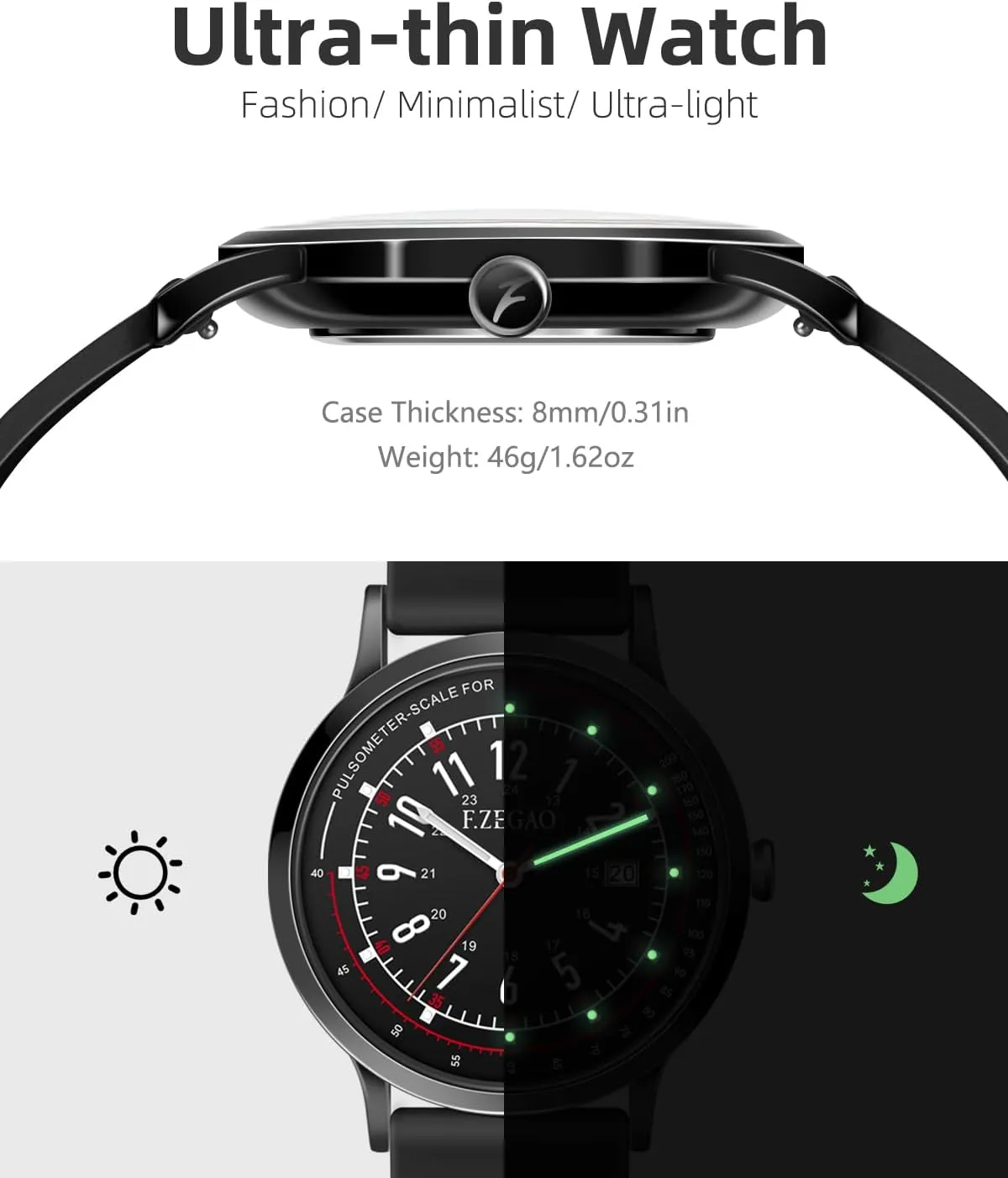 Nurse Watch Pulsometer Unisex, 50M Waterproof Watches for Swimming 12/24 Hour Military Time Luminouse Easy Read Dial