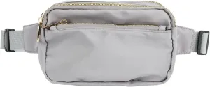 Oxford Cloth Fanny Pack Waist Bag For Women Men Outdoor Travel Hiking Running Cycling Light Gray (Light Grey)