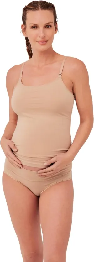 Pact Organic Cotton Maternity Camisole, Adjustable Nursing Tops Built-in Bra for Easy Breastfeeding