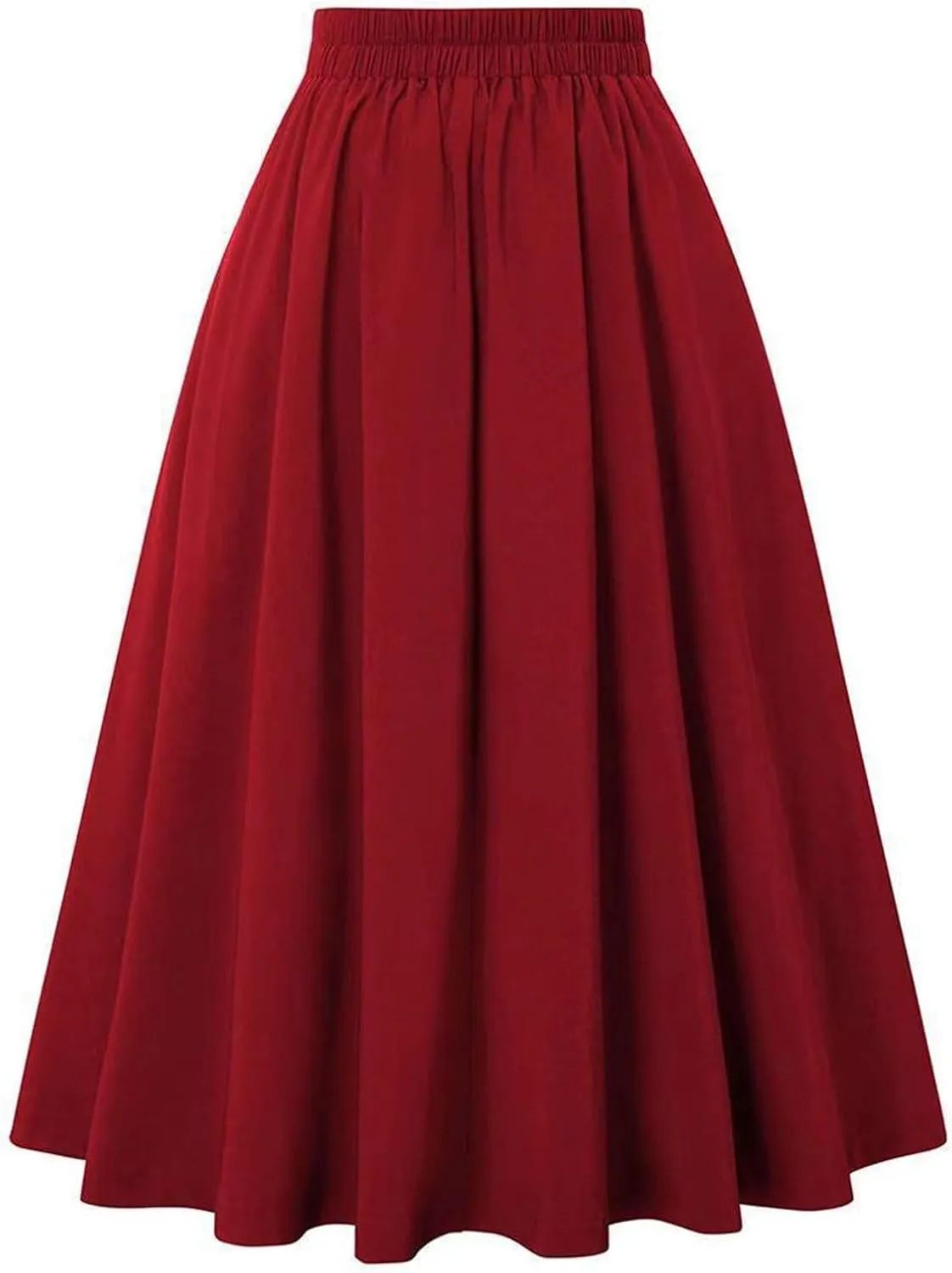 Plaid Skirts for Women High Waist A Line Bodycon Cute Midi Skirts Fall Winter Comfy Knee Length Skirt with Pockets
