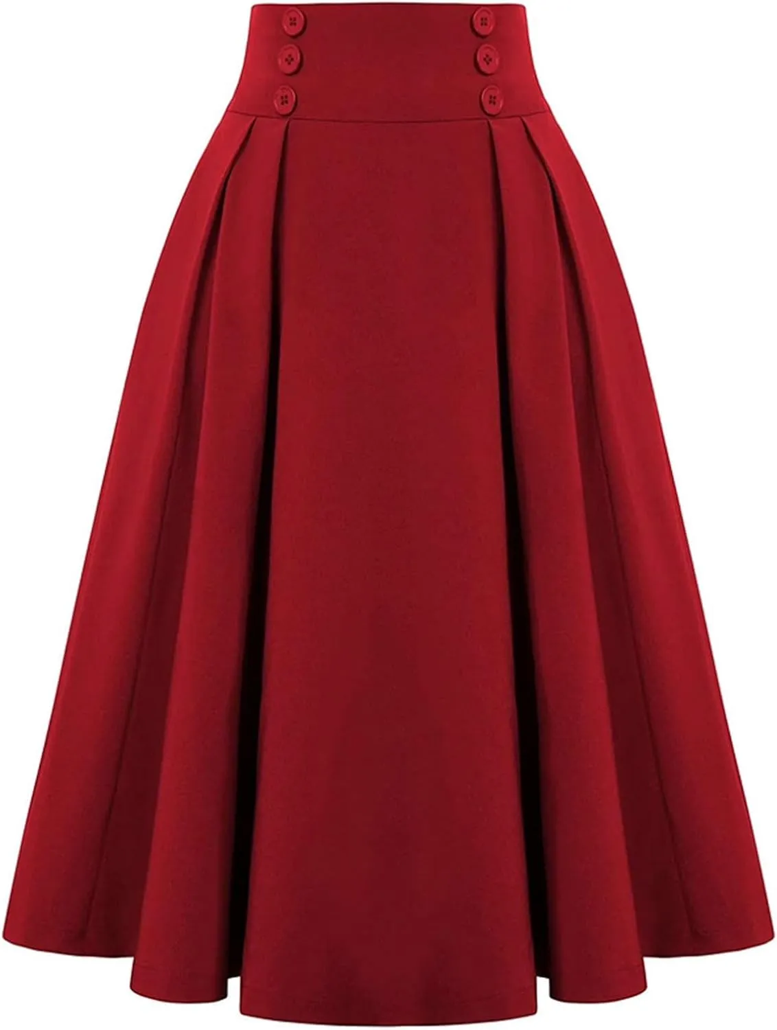 Plaid Skirts for Women High Waist A Line Bodycon Cute Midi Skirts Fall Winter Comfy Knee Length Skirt with Pockets