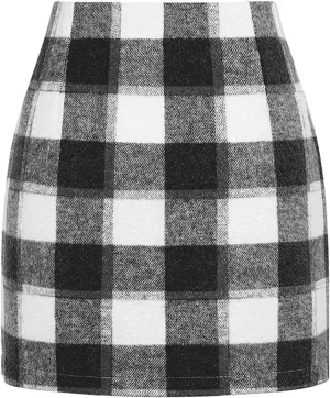 Plaid Skirts for Women Mini Skirts 2025 Aline High Waisted Short Sweater Skirt Pencil Skirt Knee Length