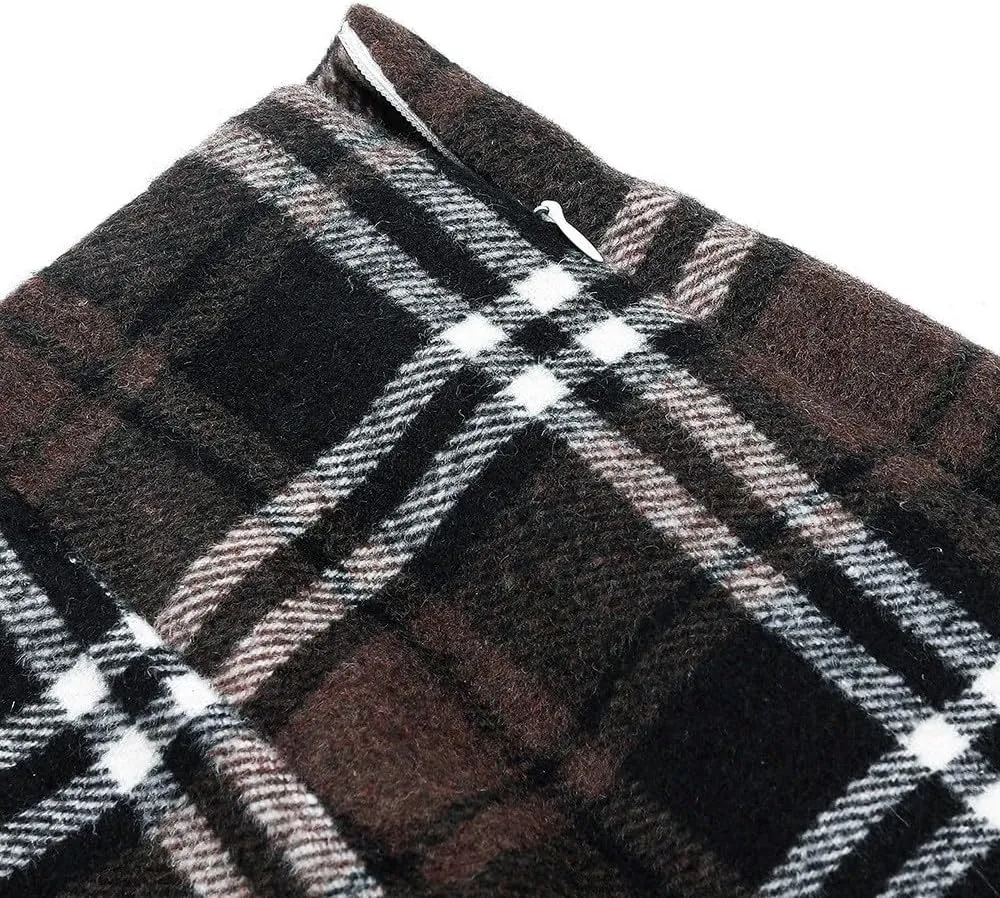 Plaid Skirts for Women Mini Skirts High Waisted Short Wool Skirts A Line Knee Length Pencil Skirt