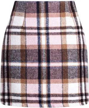 Plaid Skirts for Women Mini Skirts High Waisted Short Wool Skirts A Line Knee Length Pencil Skirt