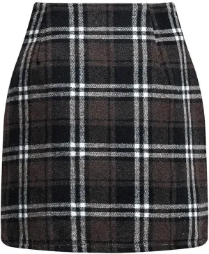 Plaid Skirts for Women Mini Skirts High Waisted Short Wool Skirts A Line Knee Length Pencil Skirt