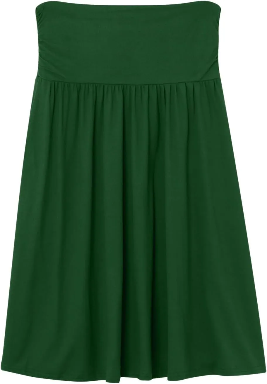 Pleated Midi Skirts for Women 2025 Summer High Waisted Solid Color Flowy A-Line Skirt with Pockets