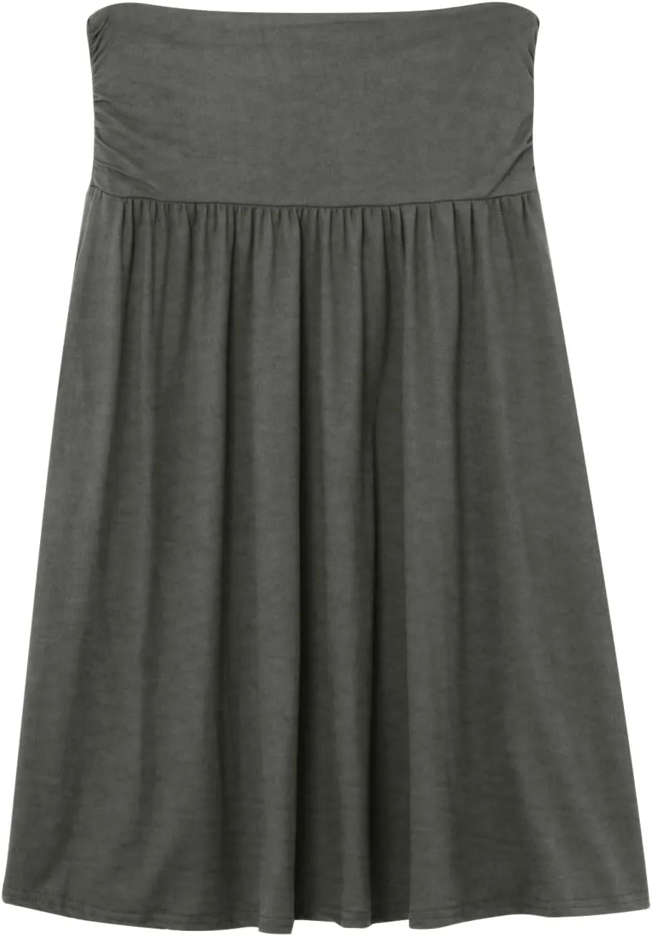Pleated Midi Skirts for Women 2025 Summer High Waisted Solid Color Flowy A-Line Skirt with Pockets