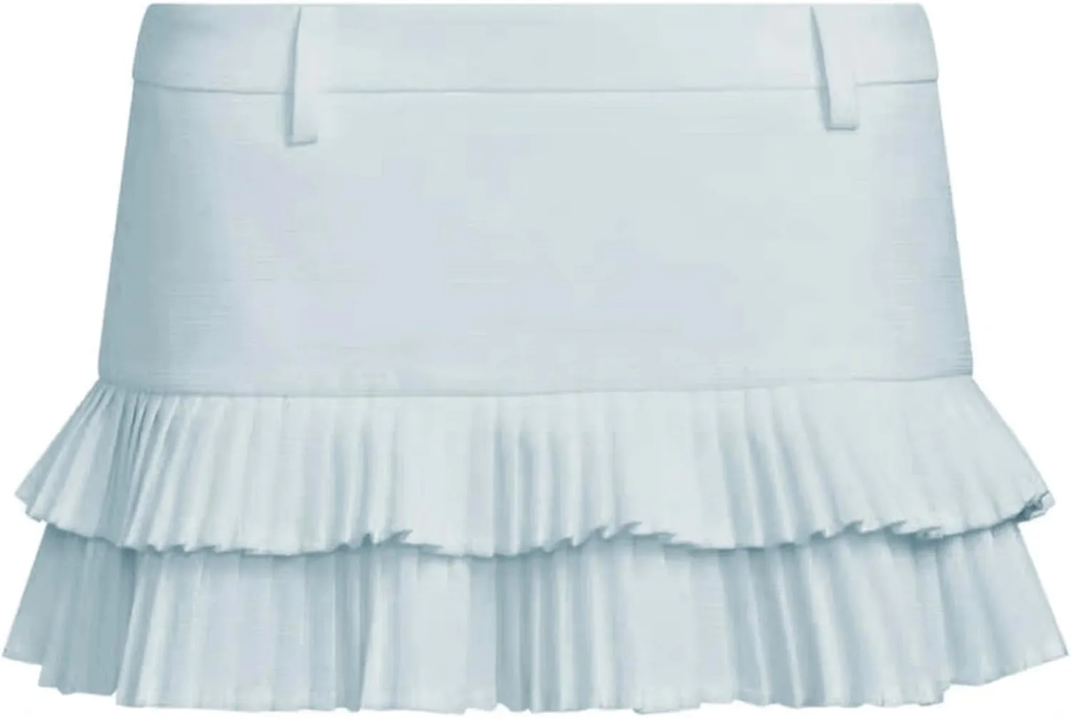 Pleated Skirts for Women Double Ruffle Mini Skirt Low Rise Sexy Pleated Skort for Going Out and Layered Ruffle Skirt