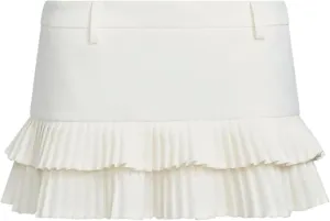 Pleated Skirts for Women Double Ruffle Mini Skirt Low Rise Sexy Pleated Skort for Going Out and Layered Ruffle Skirt