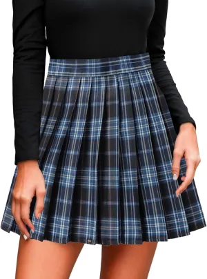 Pleated Skirts for Women Plus Size High Waist Pleated A Line Tummy Control Elastic Waist Skirt for Girls Trendy Clothes