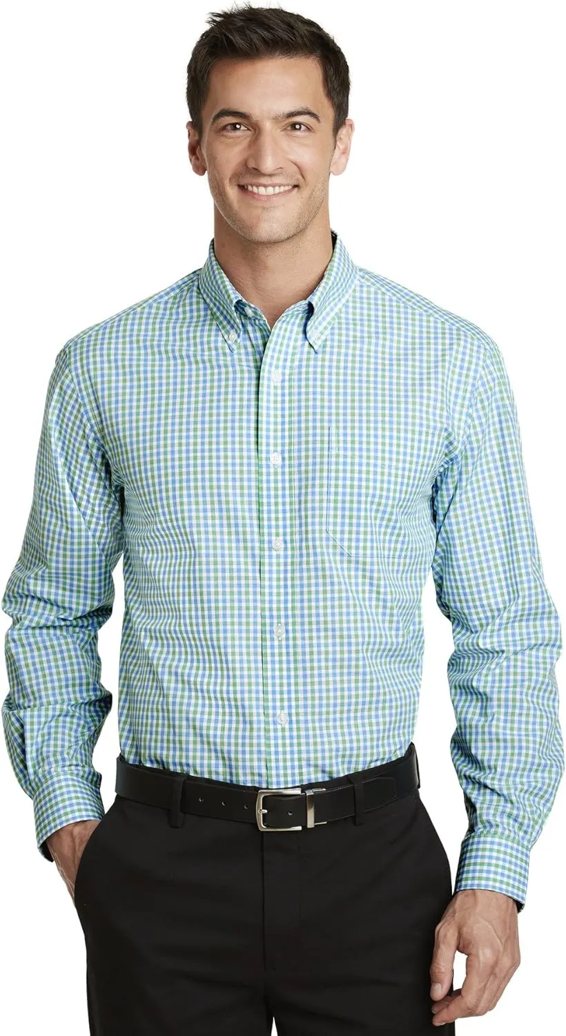 Port Authority Men's Gingham Easy Care Long Sleeve Button-Down Shirt