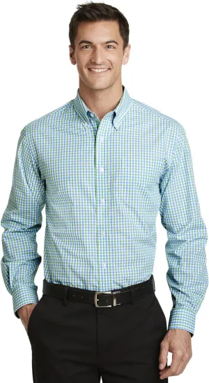 Port Authority Men's Gingham Easy Care Long Sleeve Button-Down Shirt