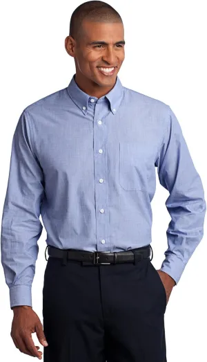 Port Authority Men's Tall Long Sleeve Crosshatch Easy Care Button-Down Shirt