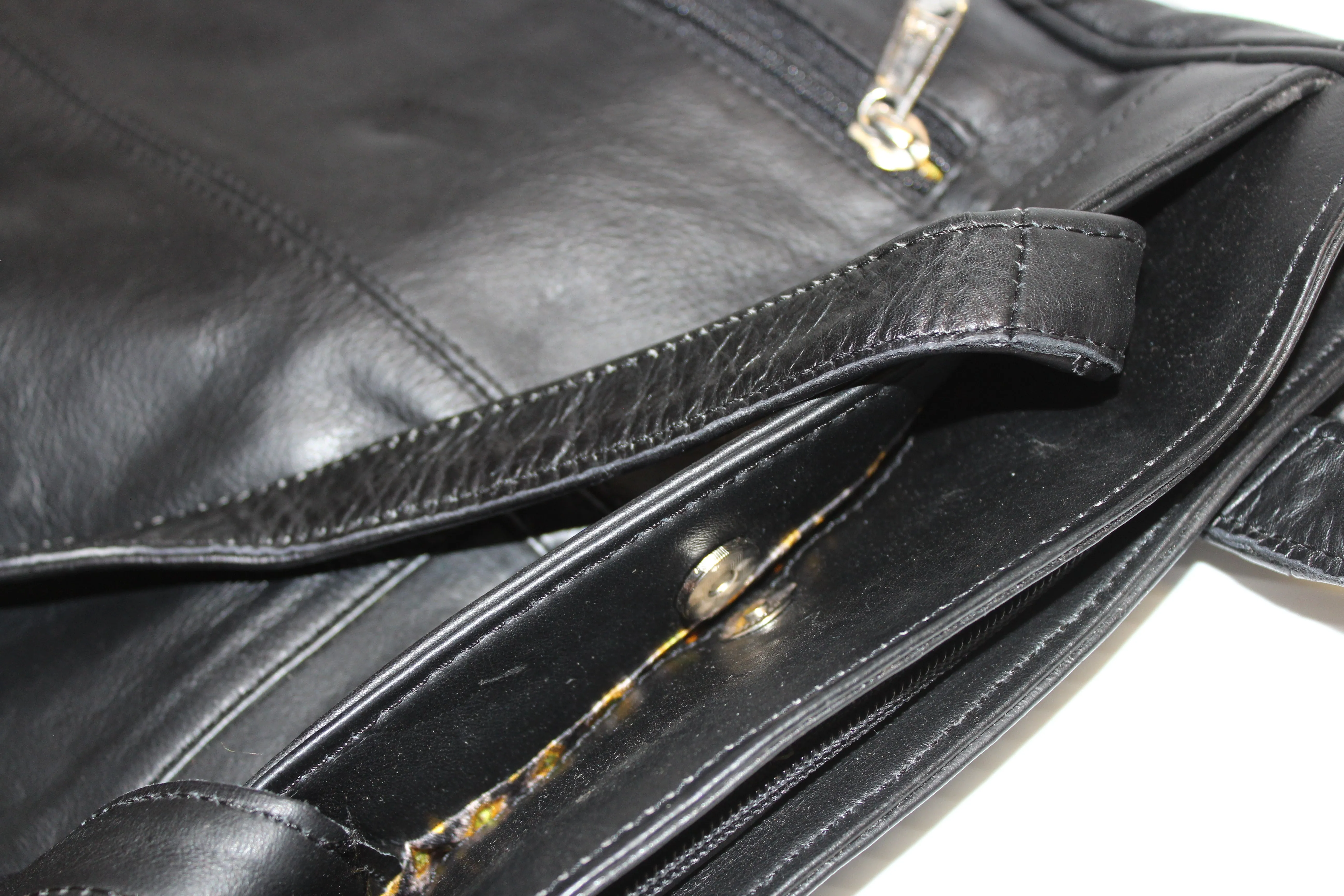 Purse - Black leather long shoulder bag