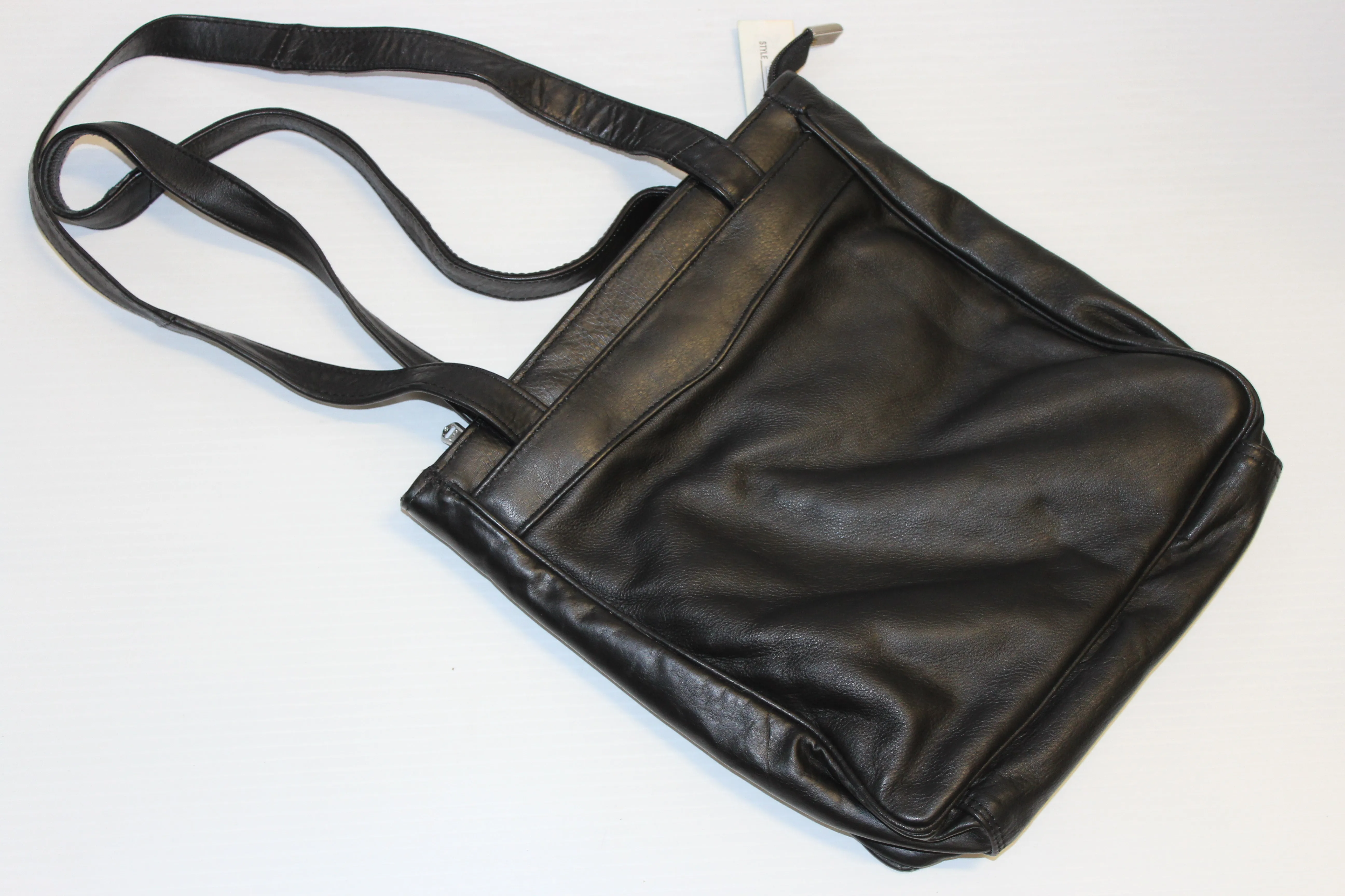 Purse - Black leather long shoulder bag