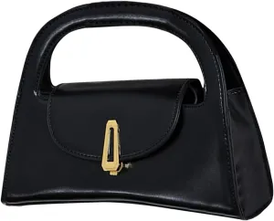 QWINEE Women's Elegant Flap Evening Handbag Double Handle Faux Leather Elegant Classic Clutch Purse
