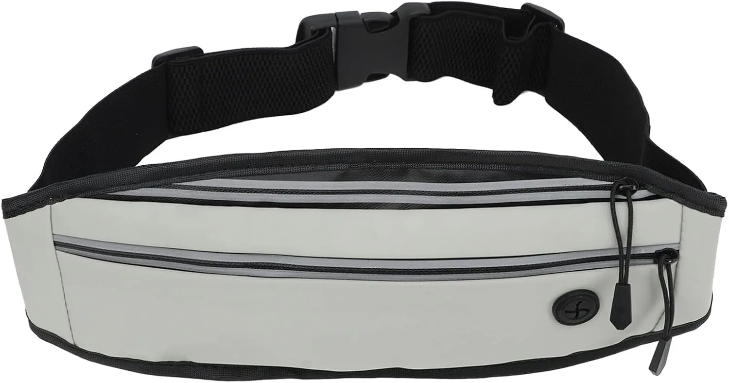 Reflective Running Belt Ultra Light Water Prevent Fanny Pack For Outdoor Sports (Light Gray)