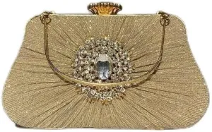 Rhinestone Bag Elegant Pleated Craft Handheld Dinner Wedding Tote(Color:A)