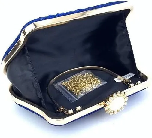 Rhinestone Bag Elegant Pleated Craft Handheld Dinner Wedding Tote(Color:A)