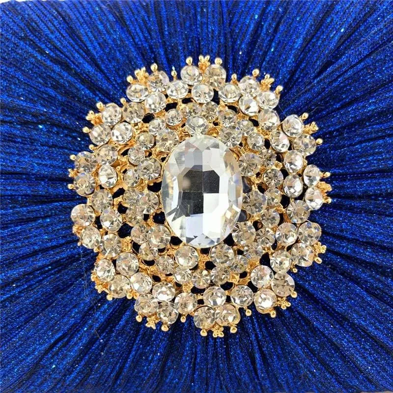 Rhinestone Bag Elegant Pleated Craft Handheld Dinner Wedding Tote(Color:A)