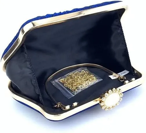 Rhinestone Bag Elegant Pleated Craft Handheld Dinner Wedding Tote(Color:A)
