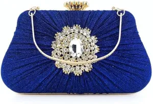 Rhinestone Bag Elegant Pleated Craft Handheld Dinner Wedding Tote(Color:A)