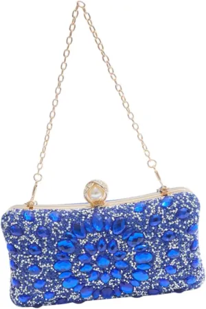 Rhinestones Clutch Purse, Elegant Wallet with Removable Chain for Engagement