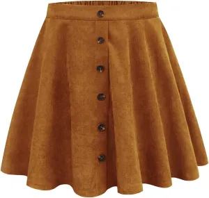 RITERA Plus Size Basic Versatile Stretchy Elastic Waist Flared Casual Mini Skater Skirt/Pleated Plaid Skirt for Women XL-5XL