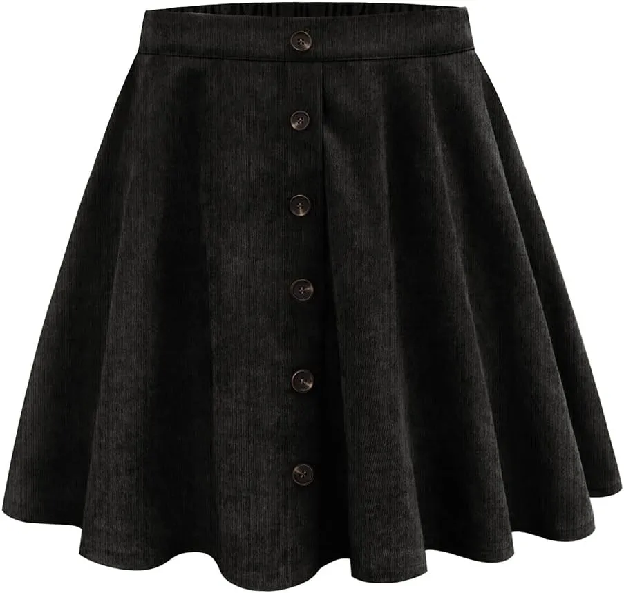 RITERA Plus Size Basic Versatile Stretchy Elastic Waist Flared Casual Mini Skater Skirt/Pleated Plaid Skirt for Women XL-5XL