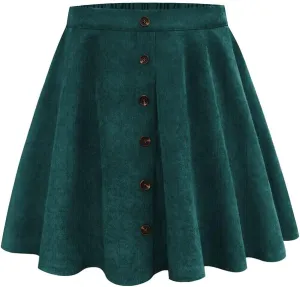 RITERA Plus Size Basic Versatile Stretchy Elastic Waist Flared Casual Mini Skater Skirt/Pleated Plaid Skirt for Women XL-5XL