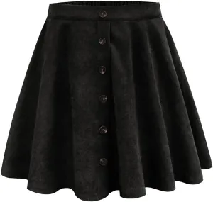 RITERA Plus Size Basic Versatile Stretchy Elastic Waist Flared Casual Mini Skater Skirt/Pleated Plaid Skirt for Women XL-5XL