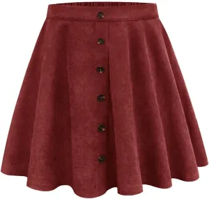 RITERA Plus Size Basic Versatile Stretchy Elastic Waist Flared Casual Mini Skater Skirt/Pleated Plaid Skirt for Women XL-5XL