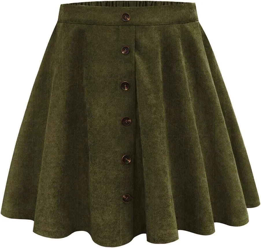 RITERA Plus Size Basic Versatile Stretchy Elastic Waist Flared Casual Mini Skater Skirt/Pleated Plaid Skirt for Women XL-5XL