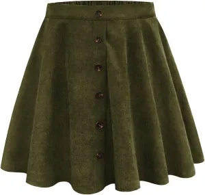 RITERA Plus Size Basic Versatile Stretchy Elastic Waist Flared Casual Mini Skater Skirt/Pleated Plaid Skirt for Women XL-5XL
