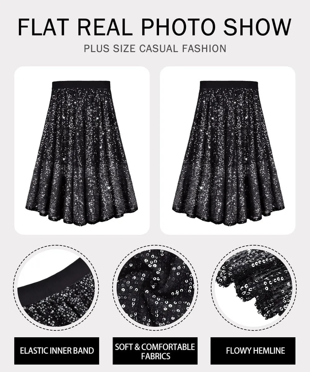 RITERA Plus Size Skirt for Women Elastic Mini Skirt A-Line with Side Hidden Zipper Casual Ladies Summer Skirt Stretchy XL-5XL