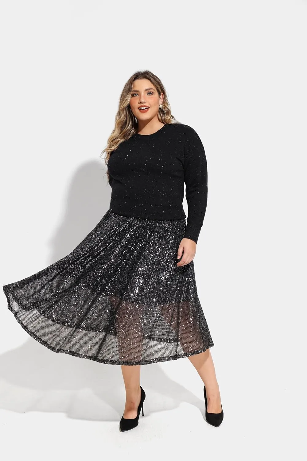RITERA Plus Size Skirt for Women Elastic Mini Skirt A-Line with Side Hidden Zipper Casual Ladies Summer Skirt Stretchy XL-5XL