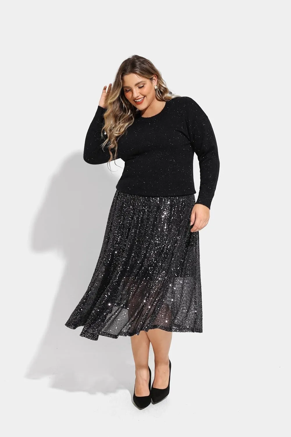 RITERA Plus Size Skirt for Women Elastic Mini Skirt A-Line with Side Hidden Zipper Casual Ladies Summer Skirt Stretchy XL-5XL