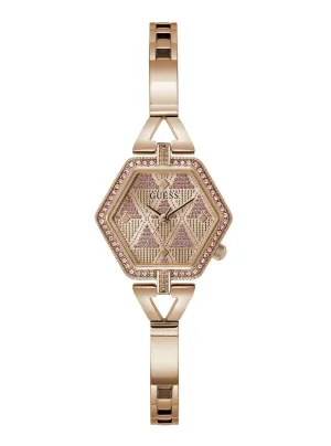 Rose Gold Audrey Glitz Hexagonal Link Watch