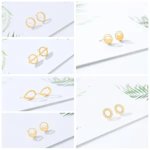 Rose Gold Small Round Circle Stud Earrings