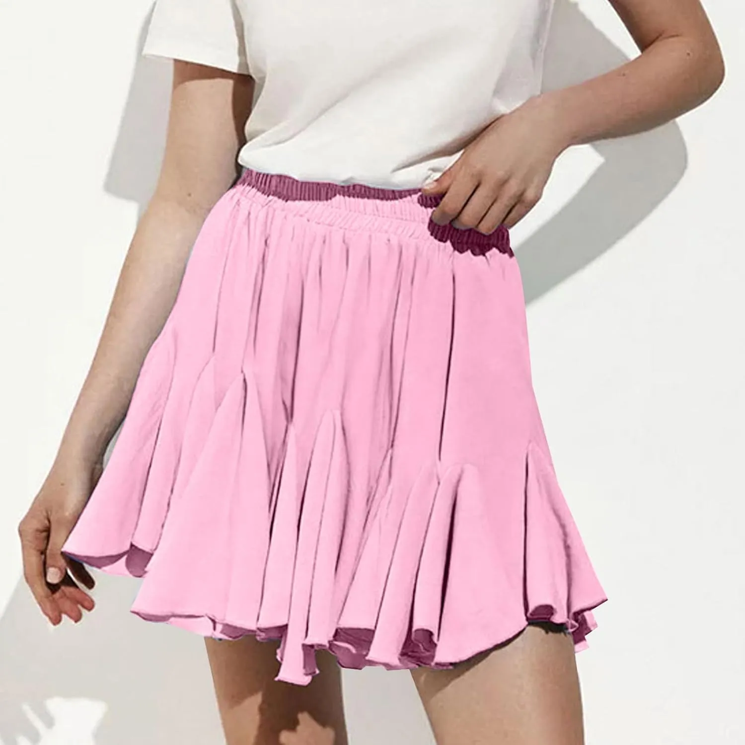 Ruffle Mini Skirt for Women High Waist Flared A Line Skater Skirts Summer Casual Trendy Outfits
