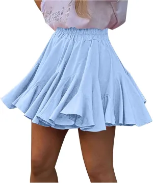 Ruffle Mini Skirt for Women High Waist Flared A Line Skater Skirts Summer Casual Trendy Outfits