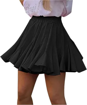 Ruffle Mini Skirt for Women High Waist Flared A Line Skater Skirts Summer Casual Trendy Outfits