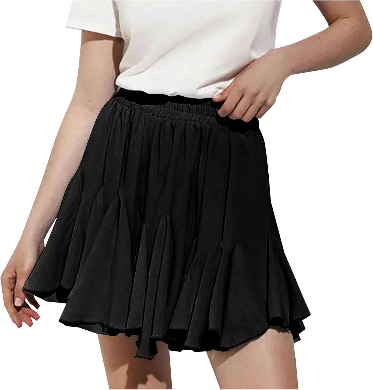 Ruffle Mini Skirt for Women High Waist Flared A Line Skater Skirts Summer Casual Trendy Outfits