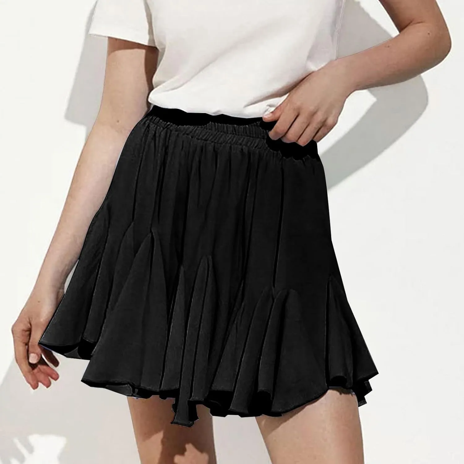 Ruffle Mini Skirt for Women High Waist Flared A Line Skater Skirts Summer Casual Trendy Outfits