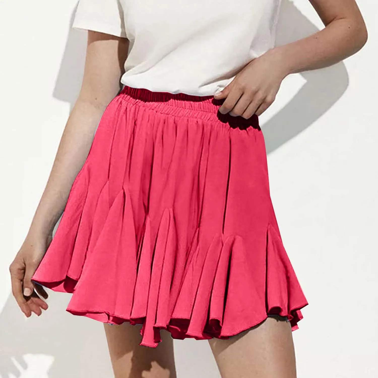 Ruffle Mini Skirt for Women High Waist Flared A Line Skater Skirts Summer Casual Trendy Outfits