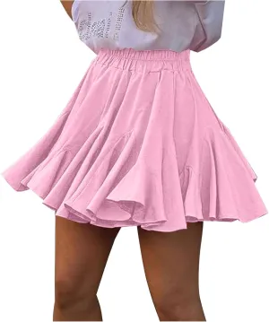 Ruffle Mini Skirt for Women High Waist Flared A Line Skater Skirts Summer Casual Trendy Outfits