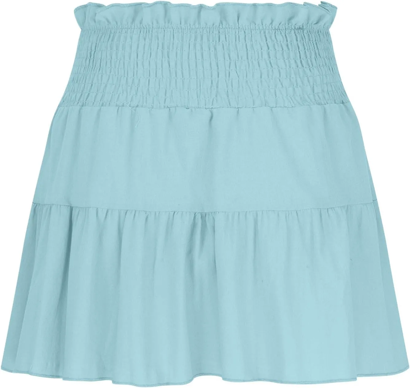 Ruffle Tiered Short Skirt for Women Summer Elastic Waisted Pleated Layer Skirts Casual Trendy Beach Vacation Skirt