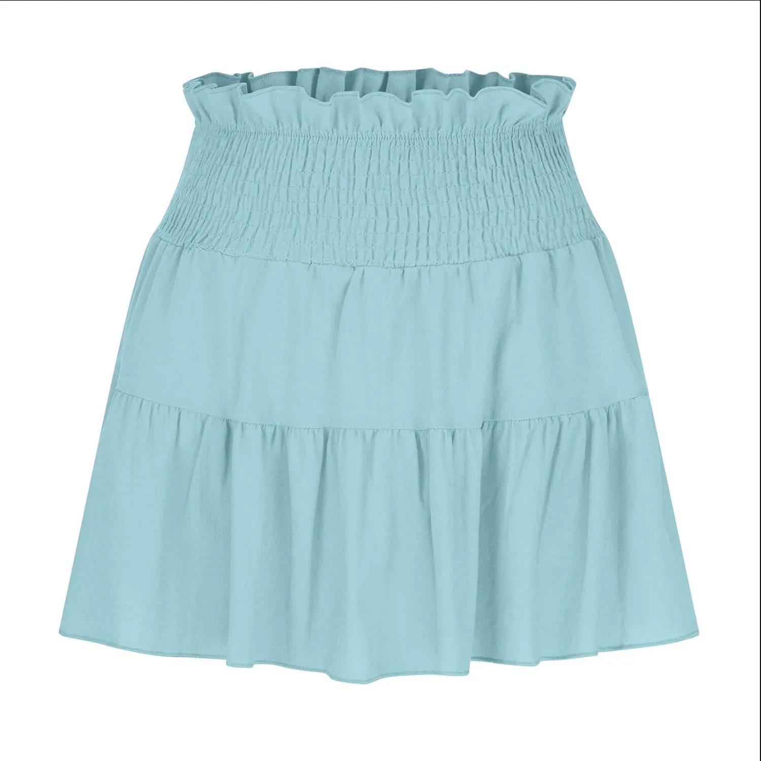 Ruffle Tiered Short Skirt for Women Summer Elastic Waisted Pleated Layer Skirts Casual Trendy Beach Vacation Skirt
