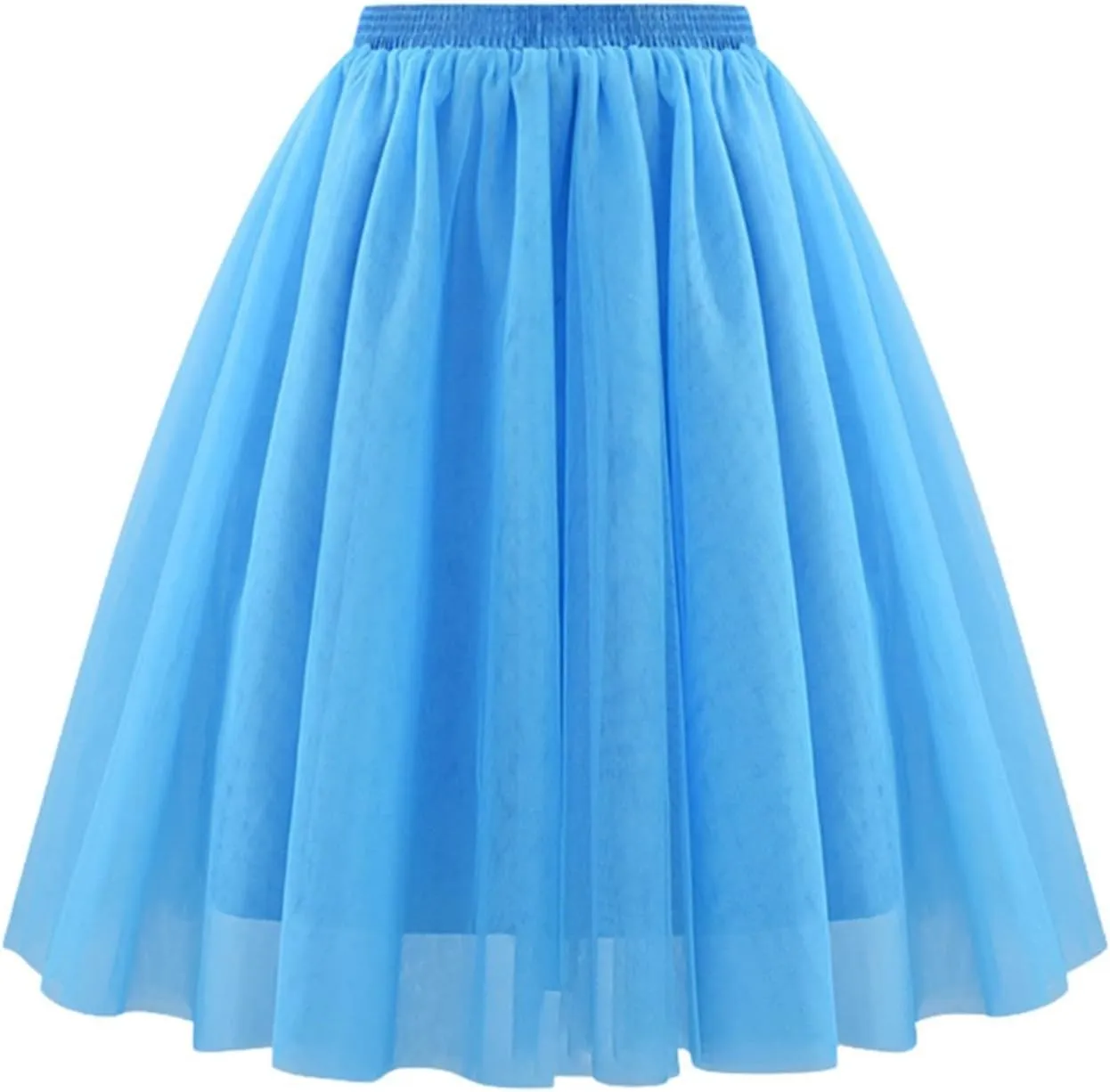 Rvidbe Womens 50s Vintage A-line Tulle Skirts Elastic High Waisted Petticoat Tutu for Women Flowy Layered Long Skirts